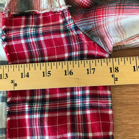 Diesel Top Women XS Red Plaid Patchwork Snap Button Up Long Sleeve Collared - Picture 8 of 13